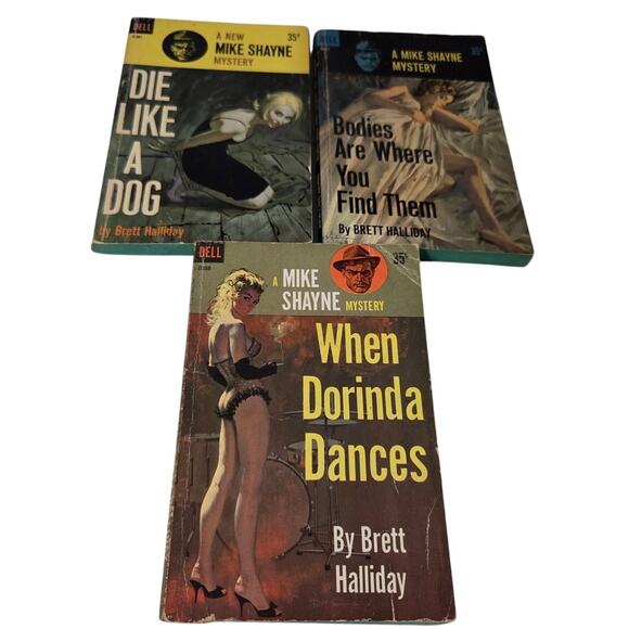 Lot 3 Antique Books Mike Shayne Mystery Brett Halliday New Dell Edition - Picture 1 of 8